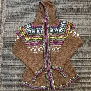 Colorful Patterned Hooded Cardigan